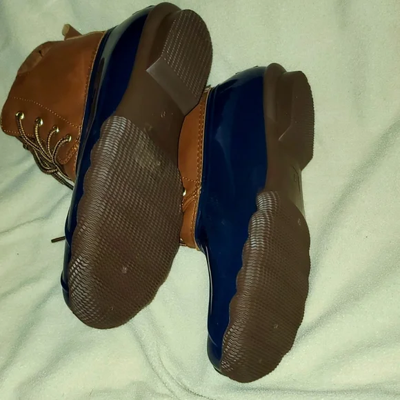 Jessica Carlyle Duck Lace Up Two Tone Combat Boots Brown/Blue Size 9 - Picture 7 of 8